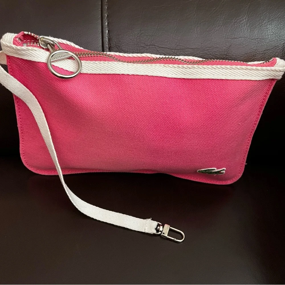 Lacoste Pink Canvas Clutch